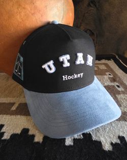 Utah Mammoth Hockey Club Hive and Pines Brand Black/Blue Suede Bill Hat NEW