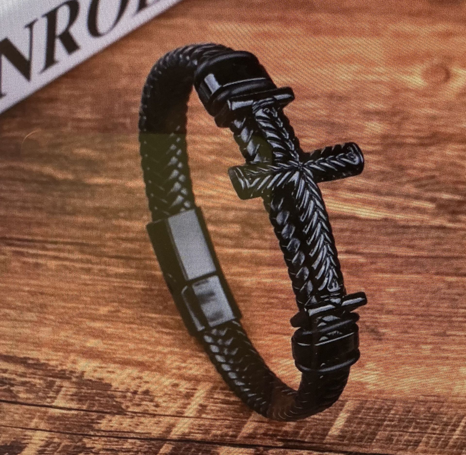 Men’s Leather Braided 8 1/2 Inch Cross Bracelet With Clasp S-G 0047