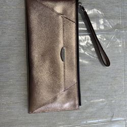 Henri Bendel Wallet Clutch Purse Wristlet Rose Gold