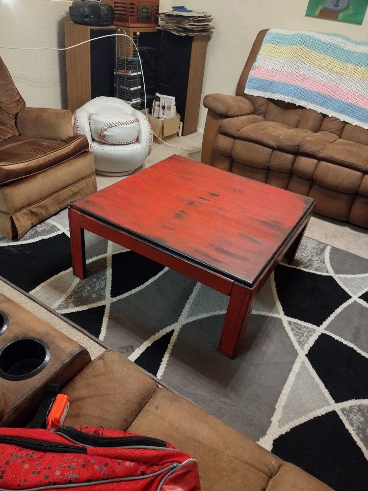Red Rustic Farmhouse Coffee Table