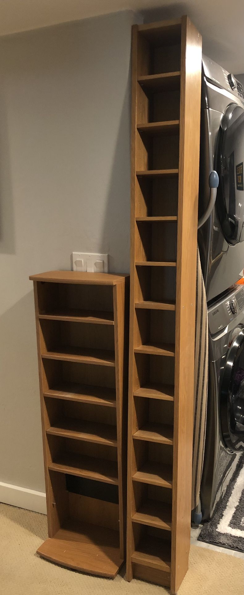 Set of Used CD Tower Storage Racks: Large and Small