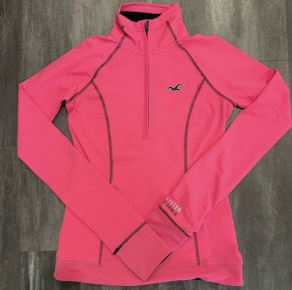 Hollister Full Zipper zip jacket in pink & navy