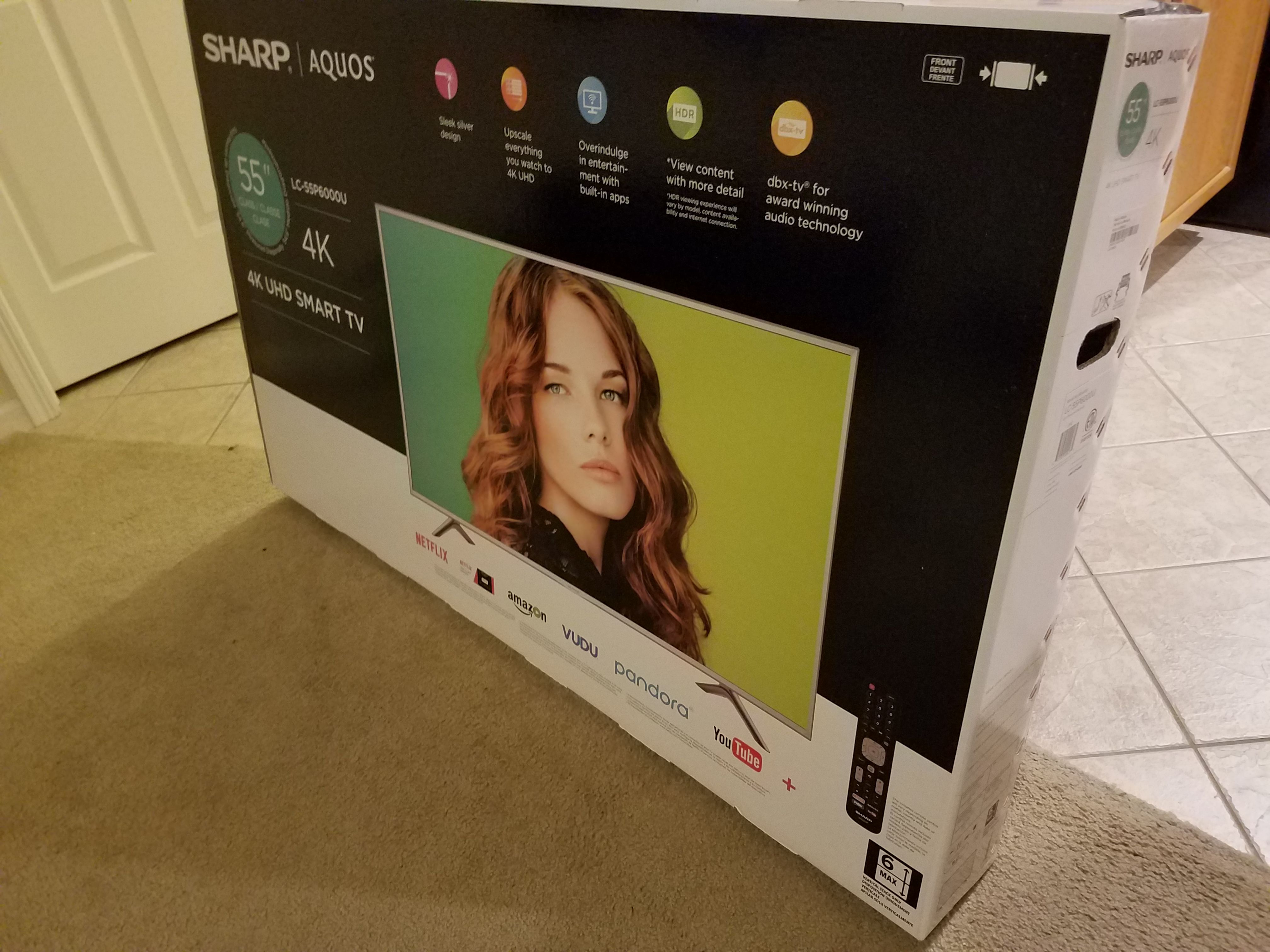 New Sharp 55″ Aquos LED 4K HDR SMART TV Model #LC-55P6000U