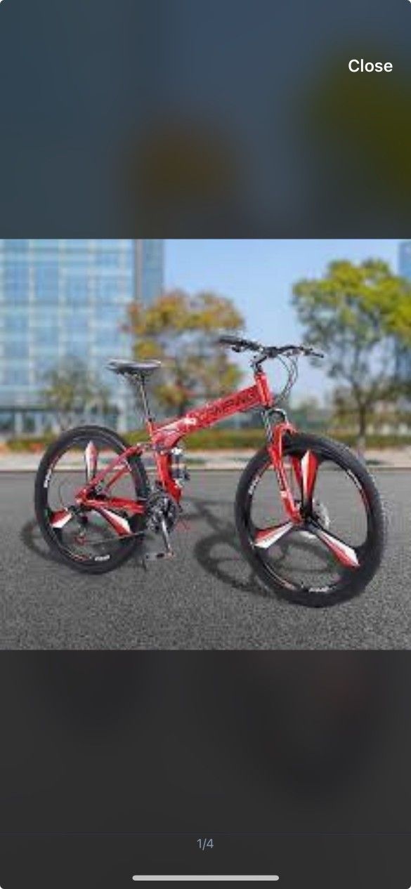 Zimtown 26" Folding Mountain Bike, Shimano 21 Speed MTB Bicycle for Adults, Red