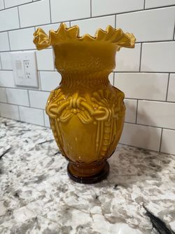 Fenton Butterscotch Slag Glass Ruffled Vase
