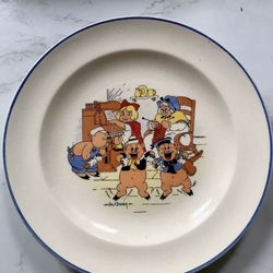RARE VINTAGE 💎c.1934💎3 LITTLE PIGS & RED RIDING HOOD Patriot China 7" PLATE 🔥