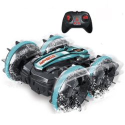 Gesture Sensing Amphibious Remote Car for Kids, 2.4GHZ Remote Control Boat 4WD Off-Road Truck Stunt Waterproof RC Car for Boys 8-12 for Birthday Gifts