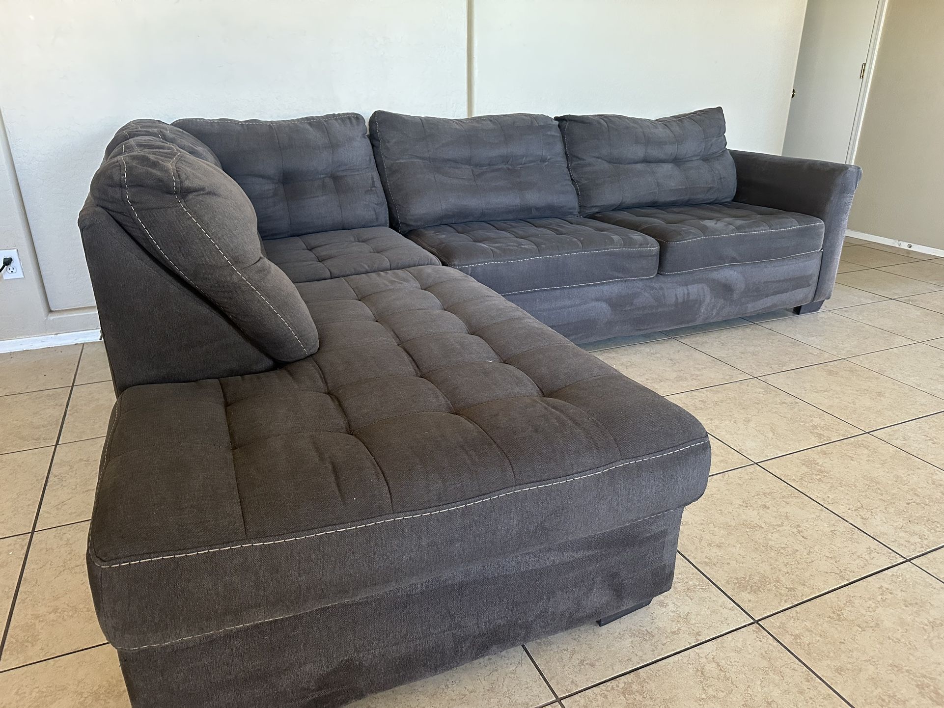 Tufted Dark Gray L Shape Sectional-Good Condition-FREE DELIVERY
