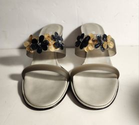Pancaldi Floral Frosted Heel Sandals - Italian Made