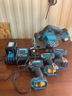 Makita 18V Cordless Tool Set with Charger and Batteries