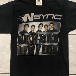 Vintage 2001 NSYNC Popodyssey Tour Band Promo T Shirt Adult Small Black Mens