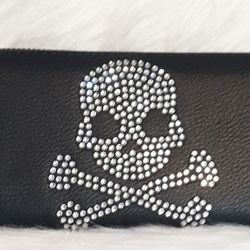Black Skull Zipper Wallet 