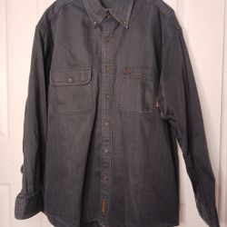 Timberland weather gear rugged fit black long sleeve men's large shirt pockets b