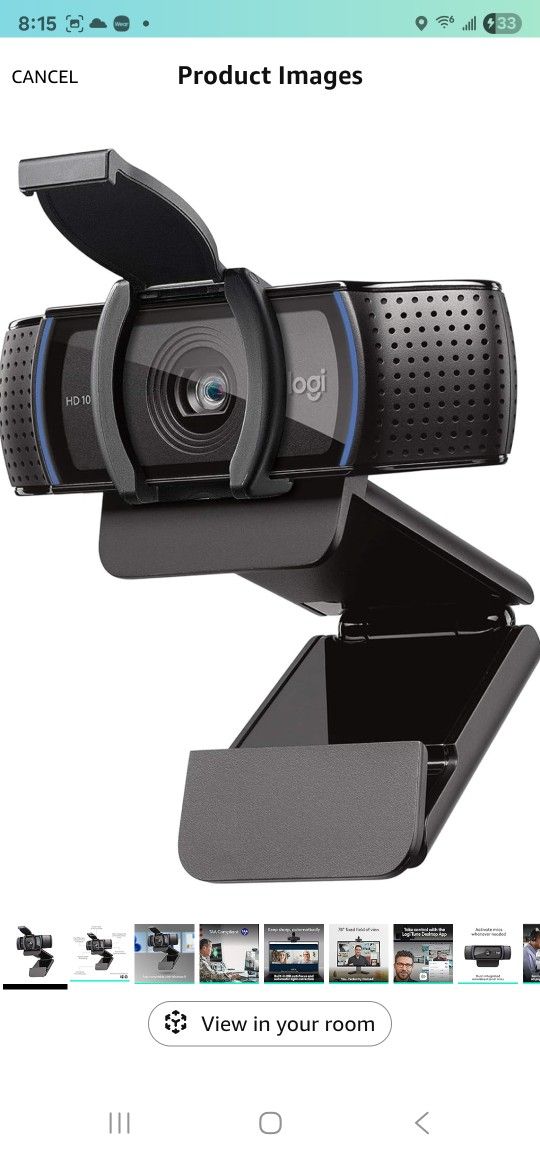 Logitech C920e HD 1080p Mic-Enabled Webcam, certified for Zoom, Microsoft Teams compatible, TAA Compliant