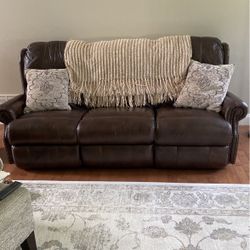 Flex steel All Leather Reclining Couch 