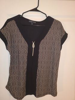 Vintage Rose Geometric Print Short Sleeve Top