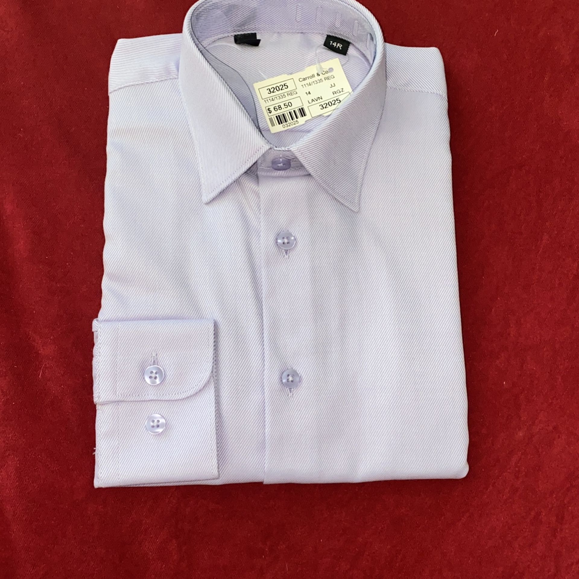 NWT Boys youth 14R Carroll & company high end button up dress shirt