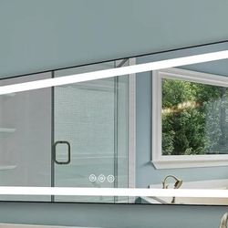 LED Bathroom Mirror, 72"*36" Anti-Fog Adjustable Brightness Lighted Mirror Wall Mounted with 3 Dimmiable Colors for Over Sink Vanity Makeup