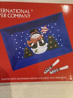 Snowman Platter with 2 Speaders