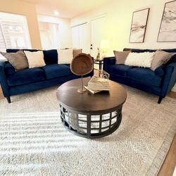 💙 STUNNING BLUE VELVET SOFA SET R
