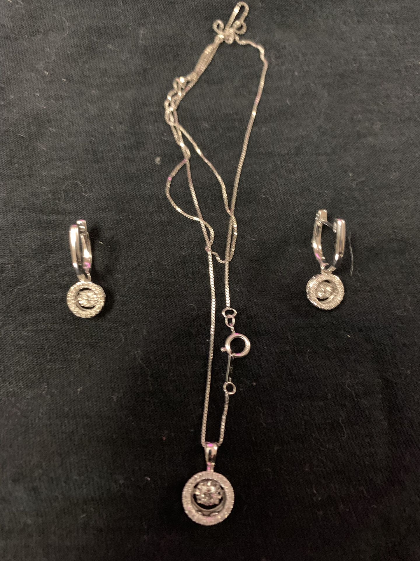 10k chain with diamond pendant and diamond earring set