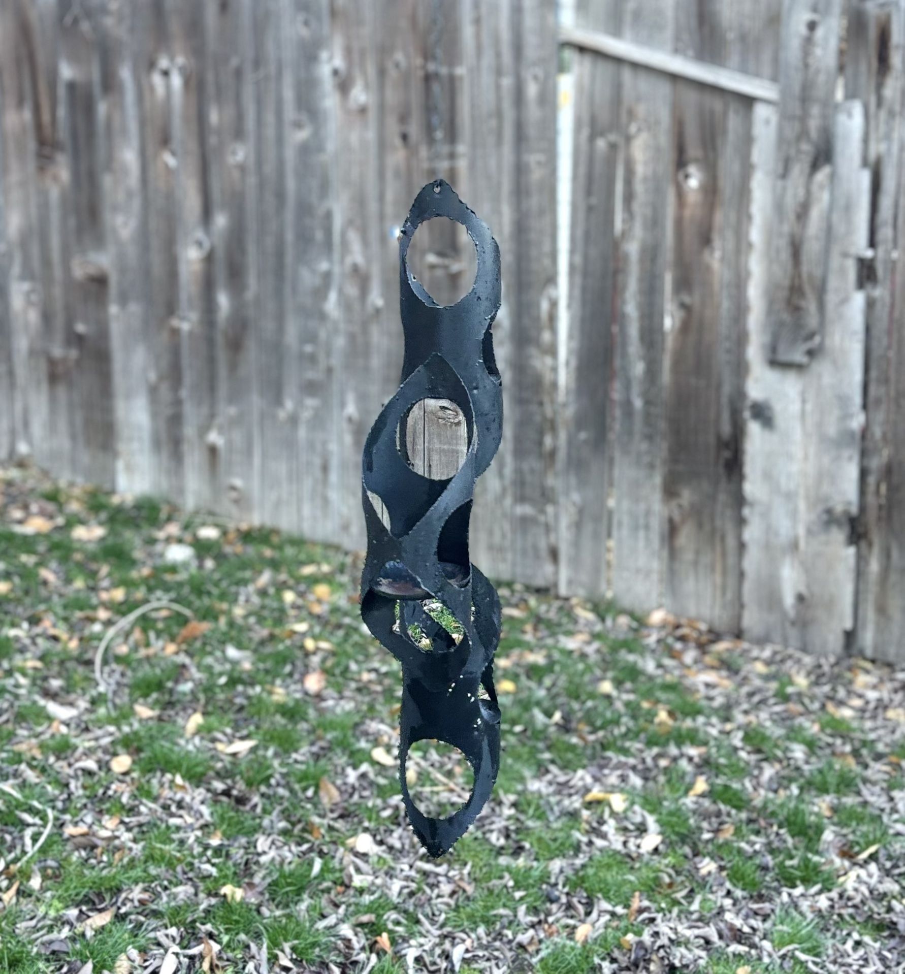 Rustic Hanging Metal Candle Holder Spiral 3-Tier BrutalistStyleVintage