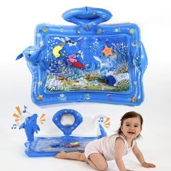 Inflatable Baby Water Mat Play Center for Infants and Toddlers - Colorful Tummy Time and Fun Activities for Growth and Stimulation Perfect for Boys an