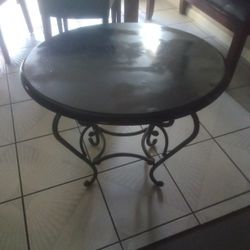 Black End Table / Rod Iron Stand 
