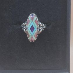 Vintage Carolyn Pollack Sterling Silver Inlay  Ring Size 10 1/2