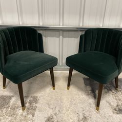 Pair of Green World Market Velvet Channel Chairs