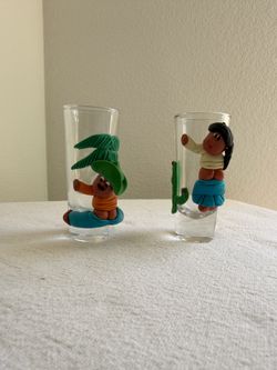 Funny cute Handmade Clay Figure Shot Glasses - Set of 2
