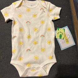 Primary Baby Sun Rainbow Print Short Sleeve Onesie Bodysuit 3-6M NWT