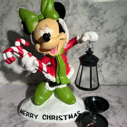  Disney Mickey Mouse Statue with Light Up Lantern Vintage Christmas Decor 13”.  