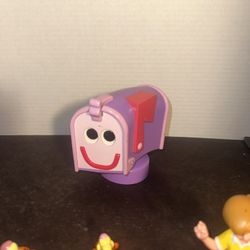 Vintage Purple Plastic Talking Mailbox Toy with Smiley Face Speaker Works