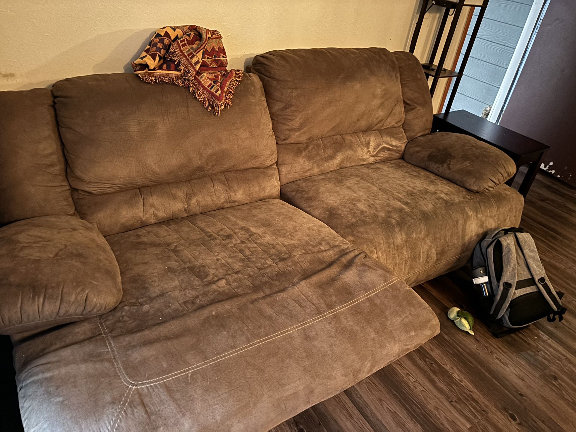 Brown Suede Couch 