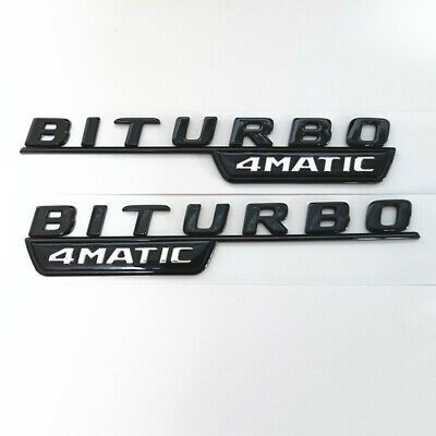 Gloss Black BITURBO 4MATIC Emblems For Mercedes-Benz