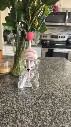 Starbucks barista limited teddy bear glass cup