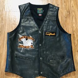 Supreme X Schott XLarge - Leather Work Vest With Harley Davidson Patch Designs