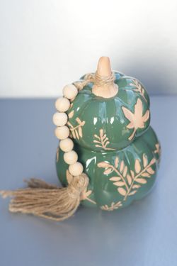 Sage Harvest Ceramic Pumpkin Stack