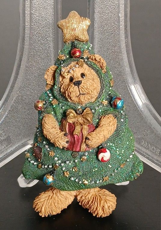Boyd's Bear Fraiser Q. Peakers Christmas Tree Bear Wooble Legs Pin Brooch
