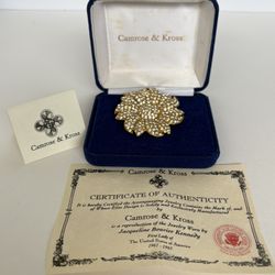 Vintage Camrose & Kross JBK Jackie Kennedy Sunflower Pin Brooch Box & Certificate