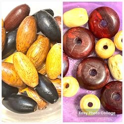Lot If Various Sized Wooden Beads 