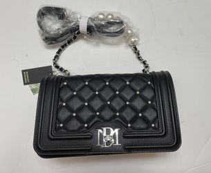 Badgley Mischka Black Vegan Leather Letter lock Crossbody