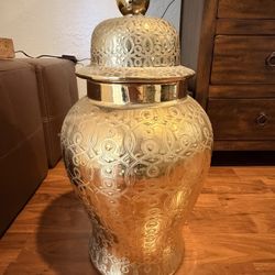 24” Metallic Gold  Ceramic Ginger Jar $50 