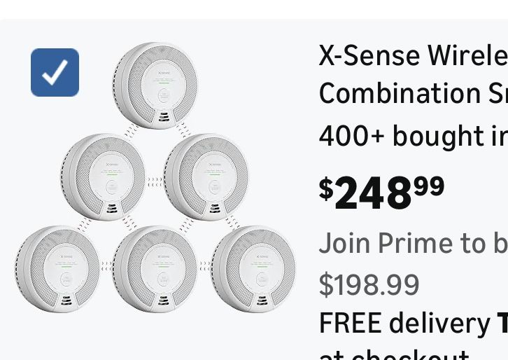 6-Pack X-Sense Wireless Smoke Detector Carbon Monoxide, Alarm with Display, SC07-W