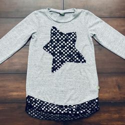 Little Girls Clothes Long Sleeve Gray Shirt Or Dress With A Sequined Star Size 6T