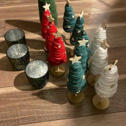 Christmas Candle Holders & Small Trees  Bundle
