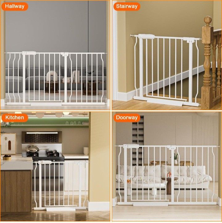 HOOEN White Extra Wide Baby Gate for Doorways Hallway Pressure