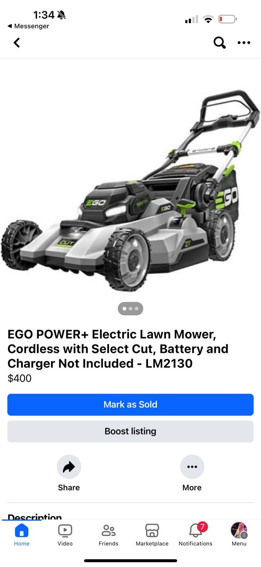 EGO POWER+ Electric Lawn Mower, Cordless with Select Cut, Battery and Charger Not Included - LM2130