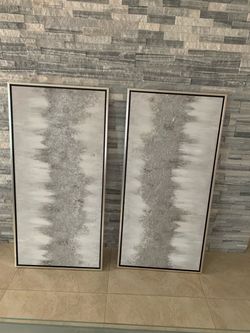 Set of 2 Abstract Canvas Wall Art Panels